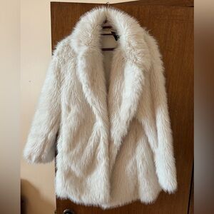 Forever 21 Off White Faux Fur Coat